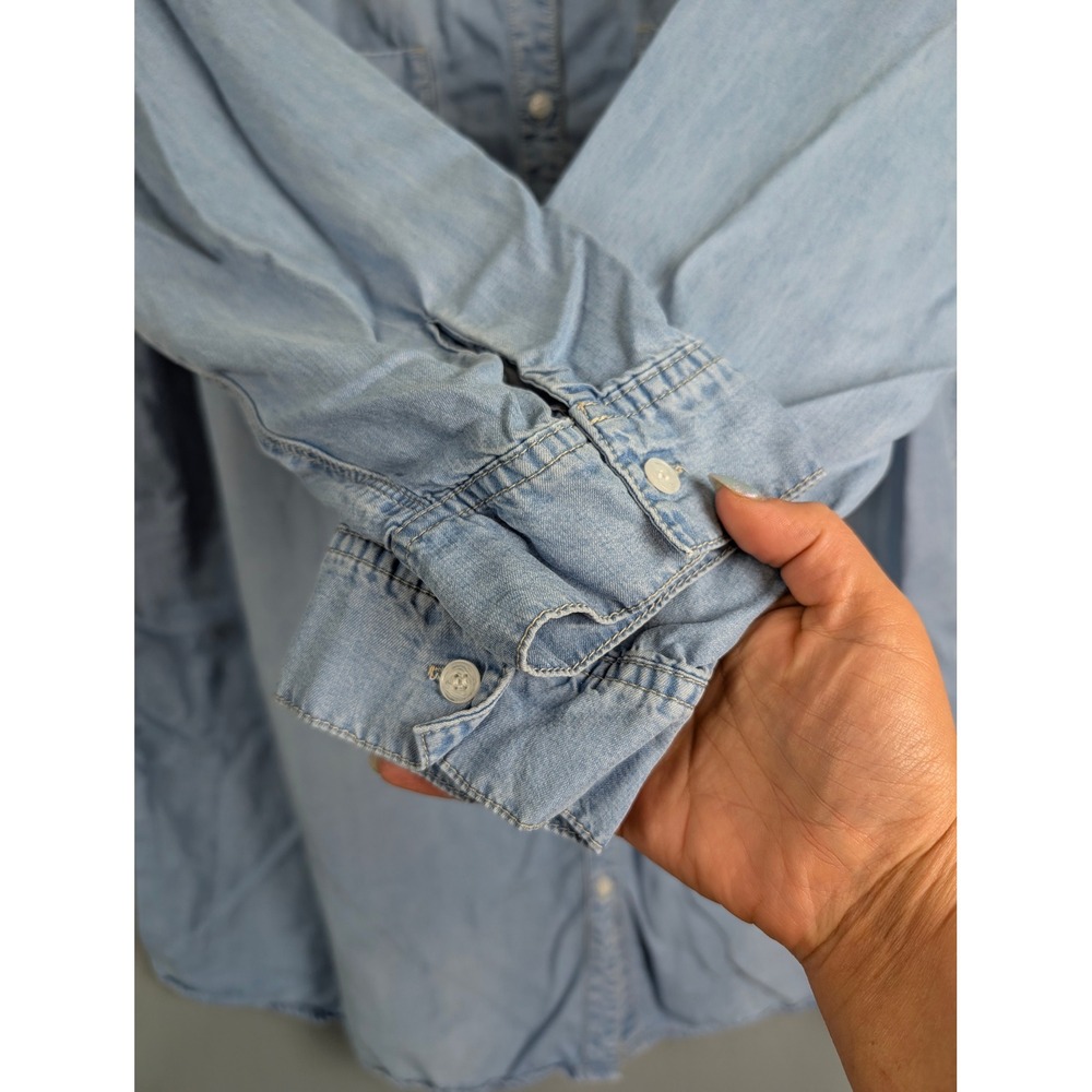 H&M &Denim Shirt Dress Womens XXL Light Blue Excellent - Picture 4 of 6